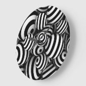 3Dホワイトボール黒い線 ラージ壁時計 (傾斜)