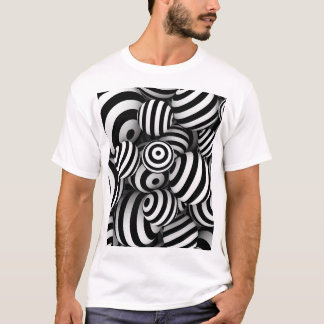 3Dホワイトボール黒い線 Tシャツ