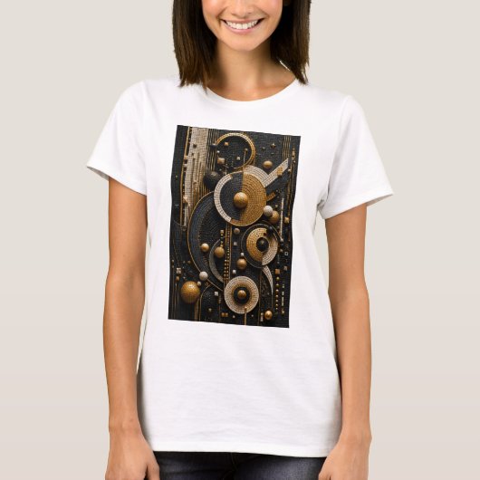 3Dマイクロモザイクの幾何学的調和 Tシャツ (正面)