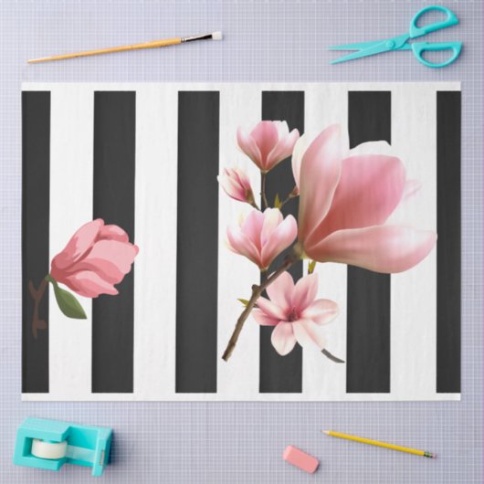 3Dマグノリアピンクフラワーデクページティッシュペーパー 薄葉紙 (クラフト)