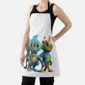 3DマンガをテーマにしたTシャツ – よくはしゃぐ & 鮮やか Desi エプロン (インサイチュ)