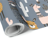 3Dマンガグレー&イエローホースとサボテンテーマ ラッピングペーパー (ロールコーナー)