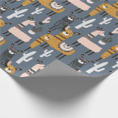 3Dマンガグレー&イエローホースとサボテンテーマ ラッピングペーパー (角)