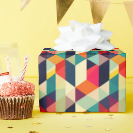 3Dミッドセンチュリー幾何モダンパターンカラフル ラッピングペーパー
