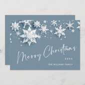 3Dミニマリストの雪の結晶クリスマスグリーティング シーズンカード (正面/裏面)