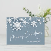 3Dミニマリストの雪の結晶クリスマスグリーティング シーズンカード (スタンド正面)