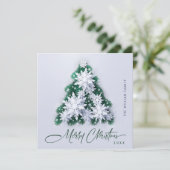 3Dミニマリスト雪の結晶クリスマスツリーの挨拶 シーズンカード (スタンド正面)