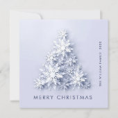 3Dミニマリスト雪の結晶クリスマスツリーの挨拶 シーズンカード (正面)