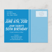 3Dメガネ50誕生日日付の保存 案内ポストカード (裏面)