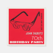 3Dメガネ70th誕生日パーティーペーパーナプキン スタンダードカクテルナプキン (正面)