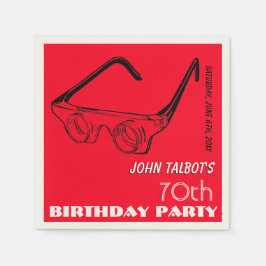 3Dメガネ70th誕生日パーティーペーパーナプキン スタンダードカクテルナプキン
