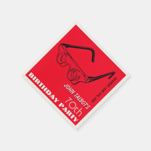 3Dメガネ70th誕生日パーティーペーパーナプキン スタンダードカクテルナプキン (角)