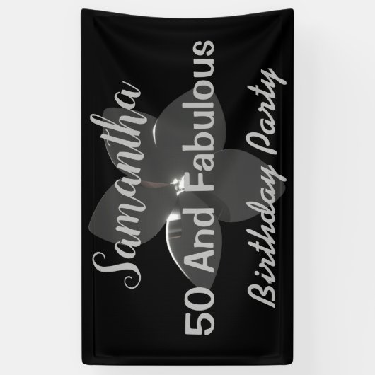 3Dメタリックシルバーフラワーフィフティ&素晴らしいバナー 横断幕 (縦)