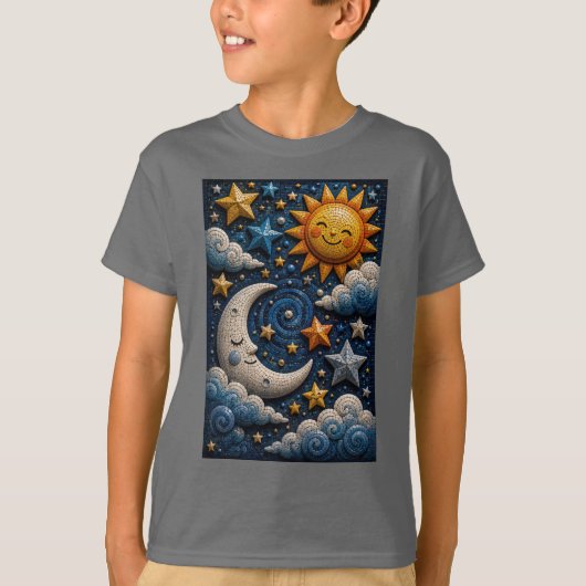 3DモザイクキッズTシャツ 宇宙冒険 Tシャツ (正面)