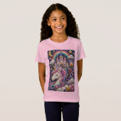 3Dモザイク ユニコーンの城 Tシャツ (正面フル)