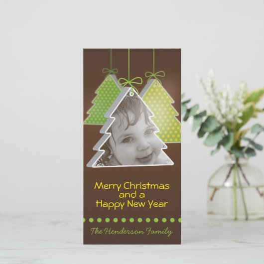 3dモダンクリスマスツリー – 写真クリスマスカード シーズンカード (スタンド正面)