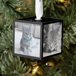 3dモダンスクエアカスタムファミリー/ペット写真 キューブオーナメント