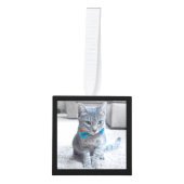 3dモダンスクエアカスタムファミリー/ペット写真 キューブオーナメント (正面)