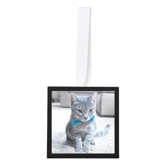 3dモダンスクエアカスタムファミリー/ペット写真 キューブオーナメント (正面)