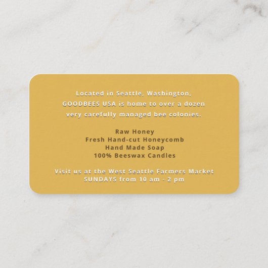 3Dモダンハニー六角クイーンビーアピールビーキーパー 名刺 (裏面)