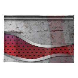 3Dモダン抽象芸術ミニマリスト、レッド/グレーメタルピル 枕カバー