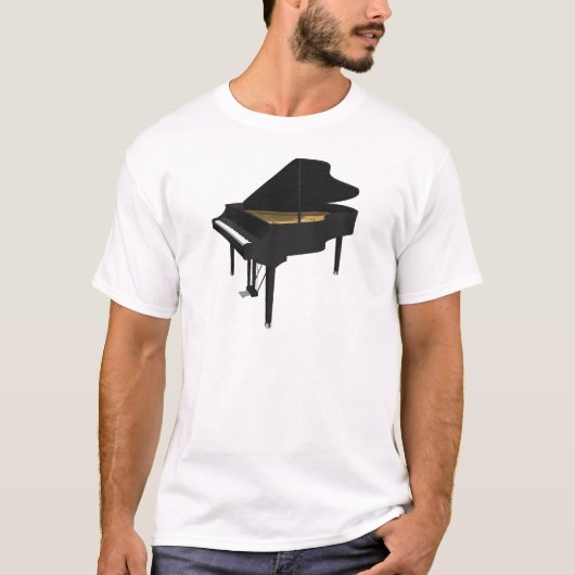 3Dモデル：ブラックグランドピアノ： Tシャツ (正面)