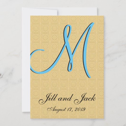3Dモノグラムエンボス金ゴールド 招待状 (正面)