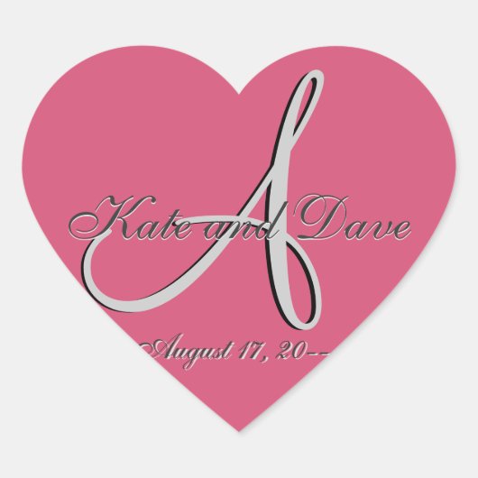 3Dモノグラム結婚式の引き出物V ハートシール (正面)