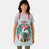 3Dユニコーンクリスマスパーソナライズされたキッズ エプロン (インサイチュ)
