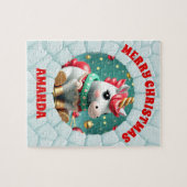 3Dユニコーンクリスマスパーソナライズされたキッズ ジグソーパズル (横)