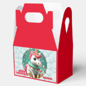 3Dユニコーンクリスマスレッドホリデー フェイバーボックス (オープン)