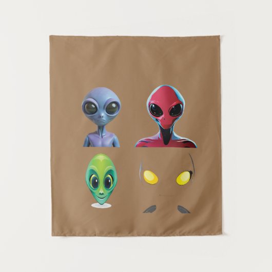 3Dユニークエイリアン顔デザイン タペストリー (正面)