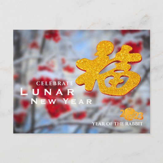 3Dユニーク福キャラクター中国の冬季撮影 シーズンポストカード (正面)