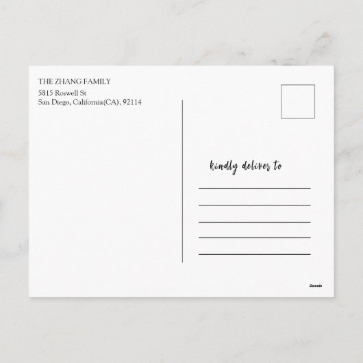 3Dユニーク赤ランタン写真旧正月うさぎ シーズンポストカード (裏面)