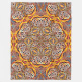 3Dライオン光学錯覚幾何曼荼羅 フリースブランケット (正面)