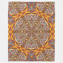3Dライオン光学錯覚幾何曼荼羅 フリースブランケット