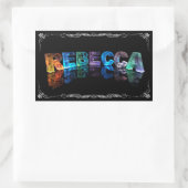 3Dライトでレベッカという名前（写真） 長方形シール (バッグ)