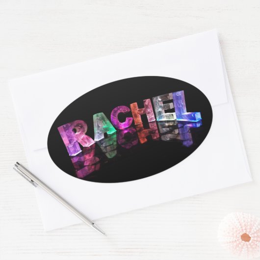 3Dライトにレイチェルという名前(写真) 楕円形シール (封筒)