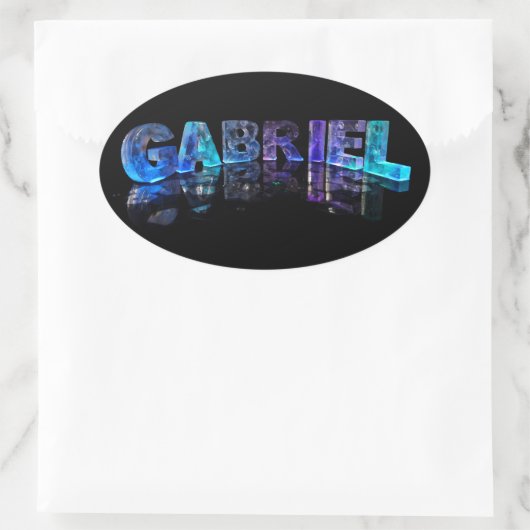 3Dライトのガブリエルという名前(写真) 楕円形シール (バッグ)