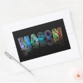 3Dライトのメイソンという名前(写真) 長方形シール (封筒)