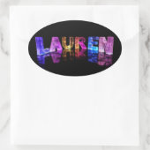 3Dライトのローレンの名前(写真) 楕円形シール (バッグ)