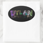 3DライトのDylanという名前（写真） 楕円形シール (バッグ)