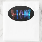3DライトのLiamという名前（写真） 楕円形シール (バッグ)