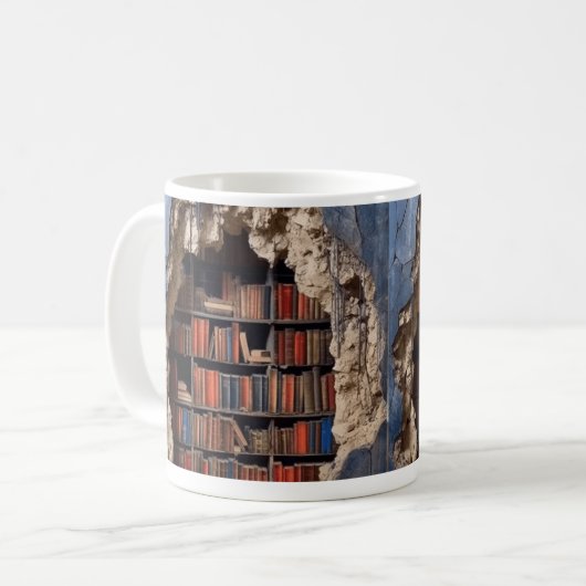 3Dライブラリマグコーヒ誕生日ギフト コーヒーマグカップ (正面左)