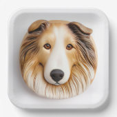3Dラフコリー犬モチーフ ペーパープレート (正面)