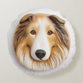 3Dラフコリー犬モチーフ ラウンドクッション (裏面)