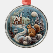 3Dリスの森のチャストマス動物 メタルオーナメント (正面)