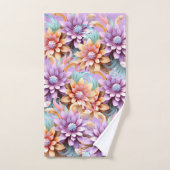 3Dルッキングカラフル花 バスタオルセット (ハンドタオル)