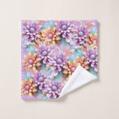 3Dルッキングカラフル花 バスタオルセット (ウォッシュタオル)