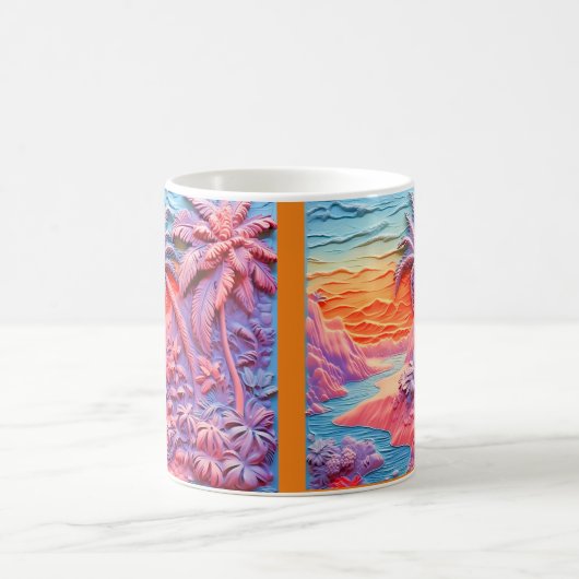 3Dルッキング印刷カラフルビーチ コーヒーマグカップ (中央)